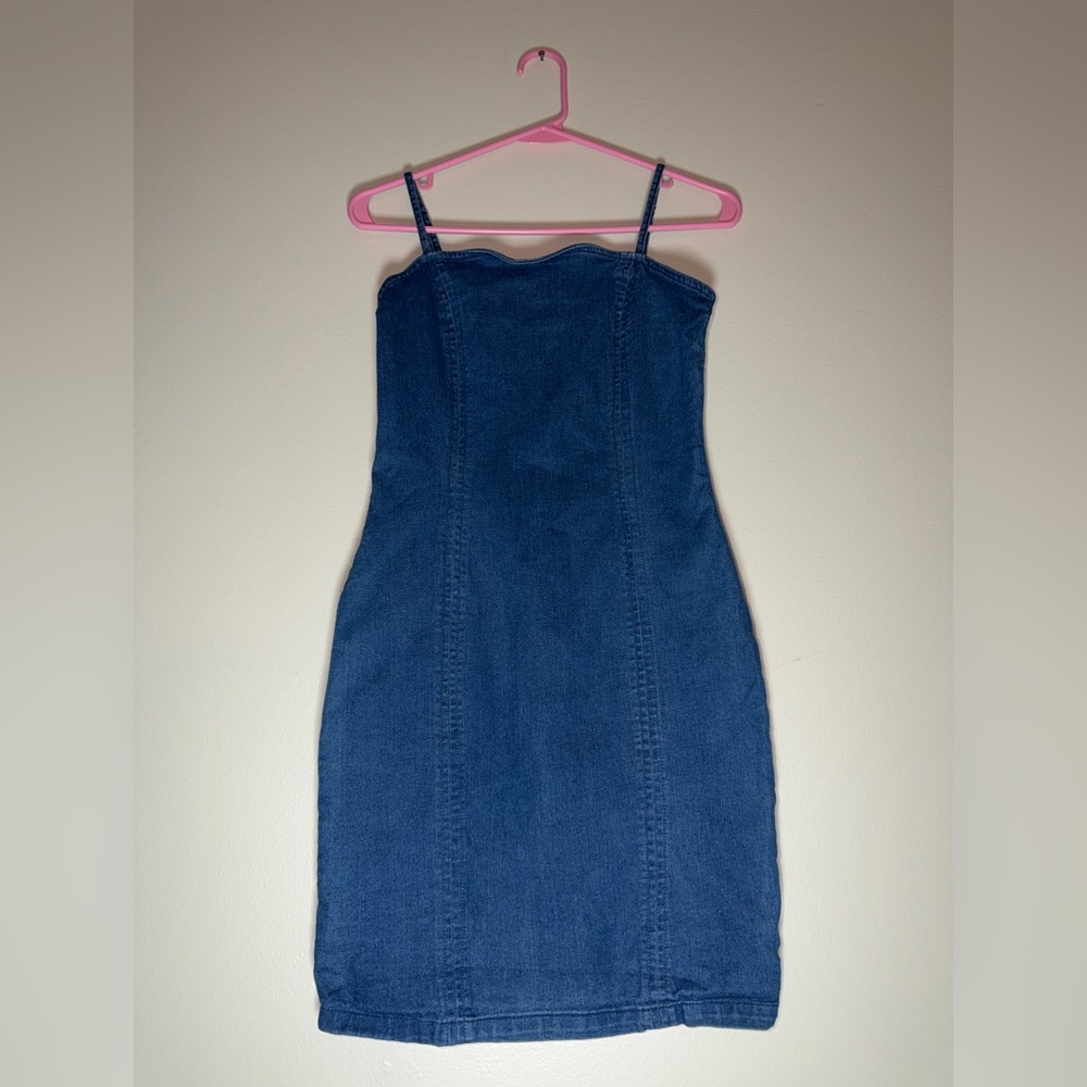 Blue Denim Spaghetti Strap Dress